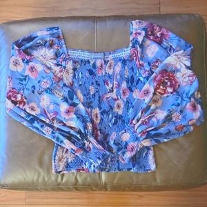 Anthropologie Purple Floral Rouen Top size S